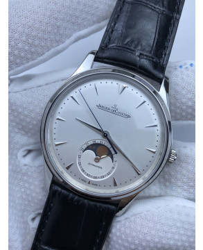 (준비완료/특급배송)NO.612/ZF공장 예거르클트르 마스터 울트라 씬문 화이트 다이얼 블랙 레더 스트랩